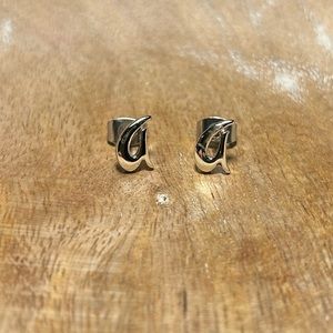 Light Gold Tone Initial “A” Stud Earrings
